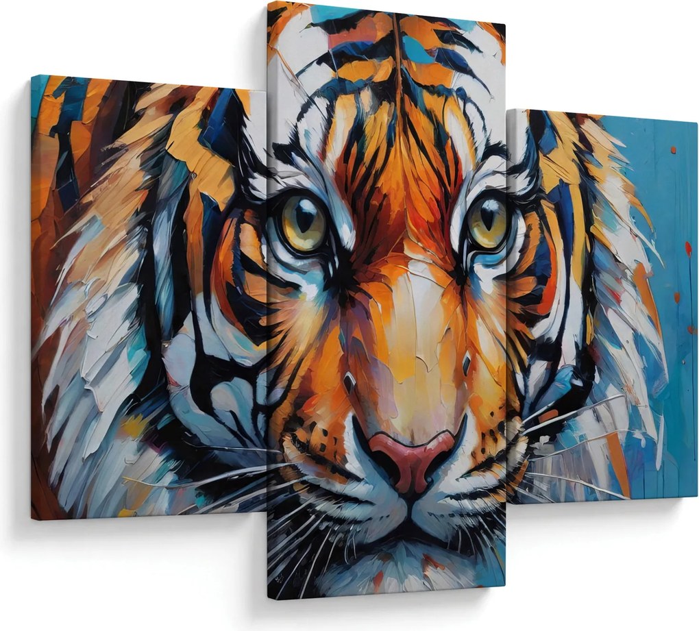 Obraz - Pohľad tigra, maľba (90x60 cm)