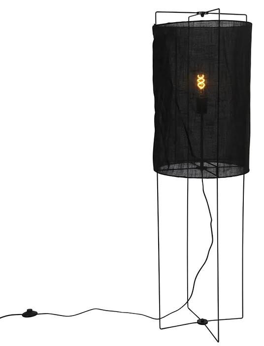 Dizajnová stojaca lampa v čiernom ľanovom odtieni - Rich