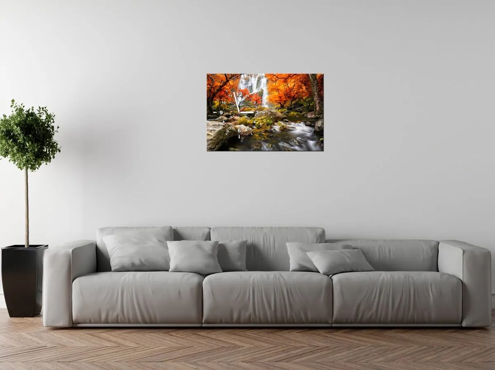 Gario Obraz s hodinami Jesenný vodopád Rozmery: 30 x 30 cm