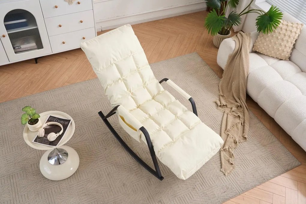 Hojdacie kreslo s 5-stupňovým nastavením, polstrovaná, biela