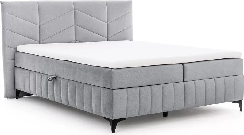 Posteľ Boxspring Penia 180x200 s úložným priestorom - popolový hydrofóbny zamat Element 24