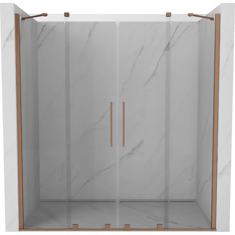 Mexen Velar Duo, posuvné dvere do otvoru 170x200 cm, 8mm číre sklo, medená matná, 871-170-000-02-65