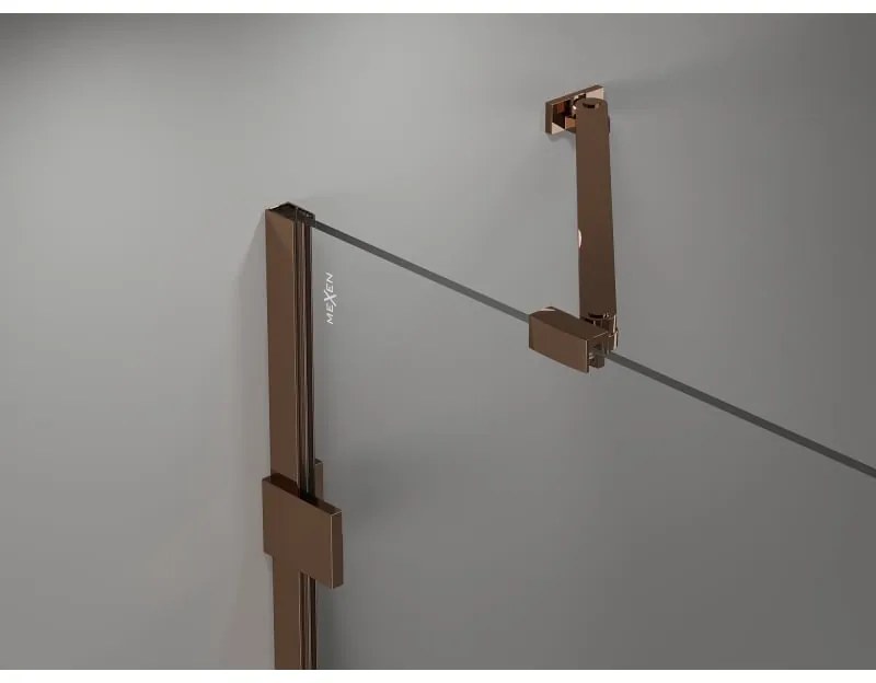 Mexen Lunar Duo, výklopný sprchový kút 115 x 115 cm, 8mm číre sklo, profil ružové zlato, 834-115L-115P-60-00