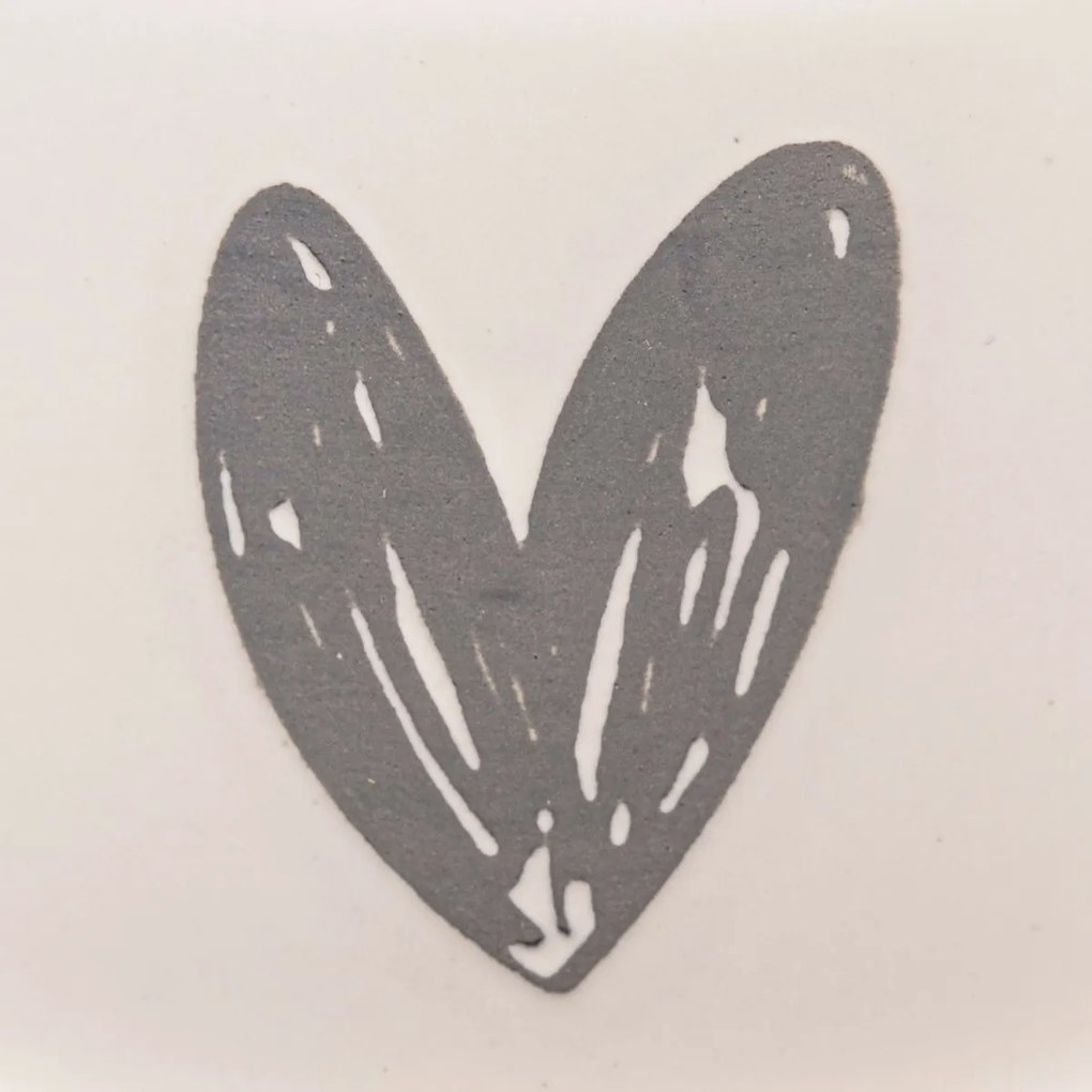 Súprava 6 keramických hrnčekov Srdiečko I, 90 ml, sivá