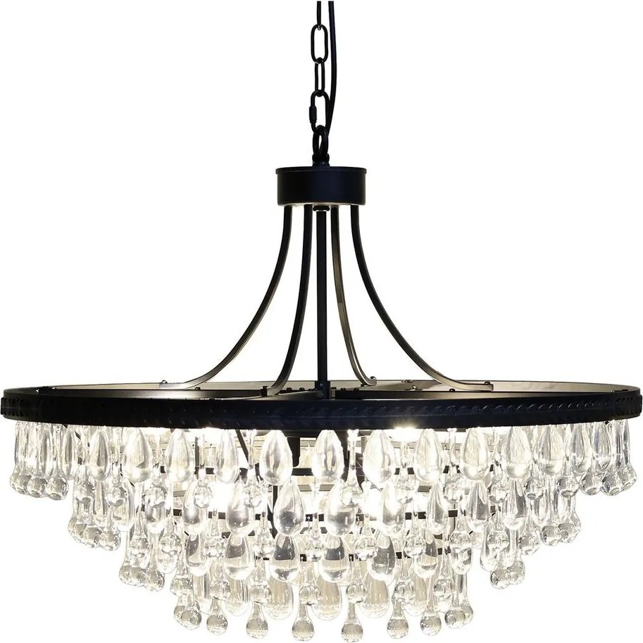 Čierny antik luster s kvapkovitými kryštálmi Versailles - 50*49cm/ E14/ 40W