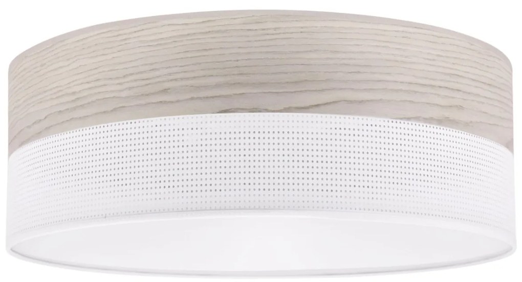Stropné svietidlo Wood, 1x svetlobéžová dubová dýha/biele PVC tienidlo, (biele plexisklo), (fi 40cm)