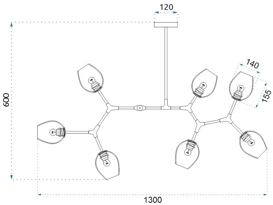 Toolight, stropné svietidlo 7xE27 APP505-7C, čierna, OSW-08554