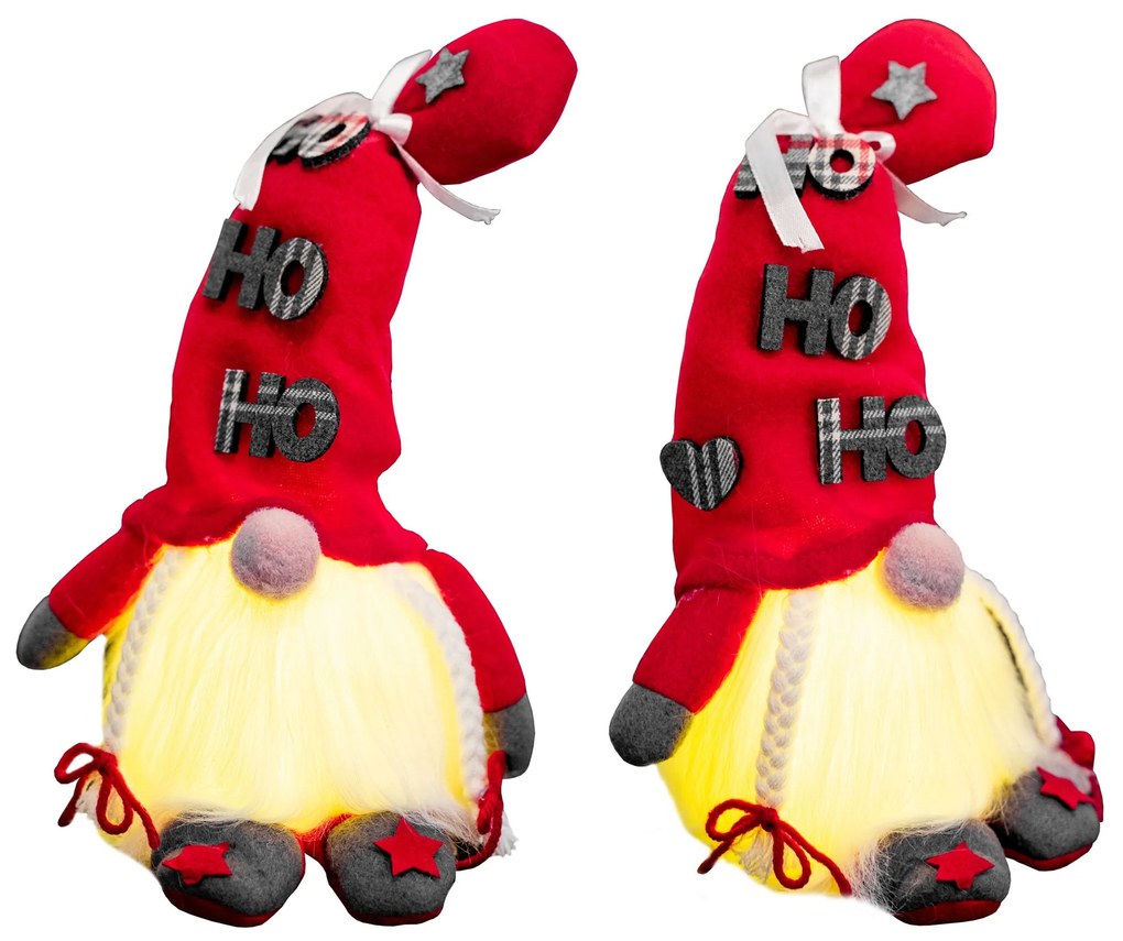 Tutumi Tutumi, vianočný škriatok s LED podsvietením 30cm YX059, červená-biela-sivá, CHR-09508