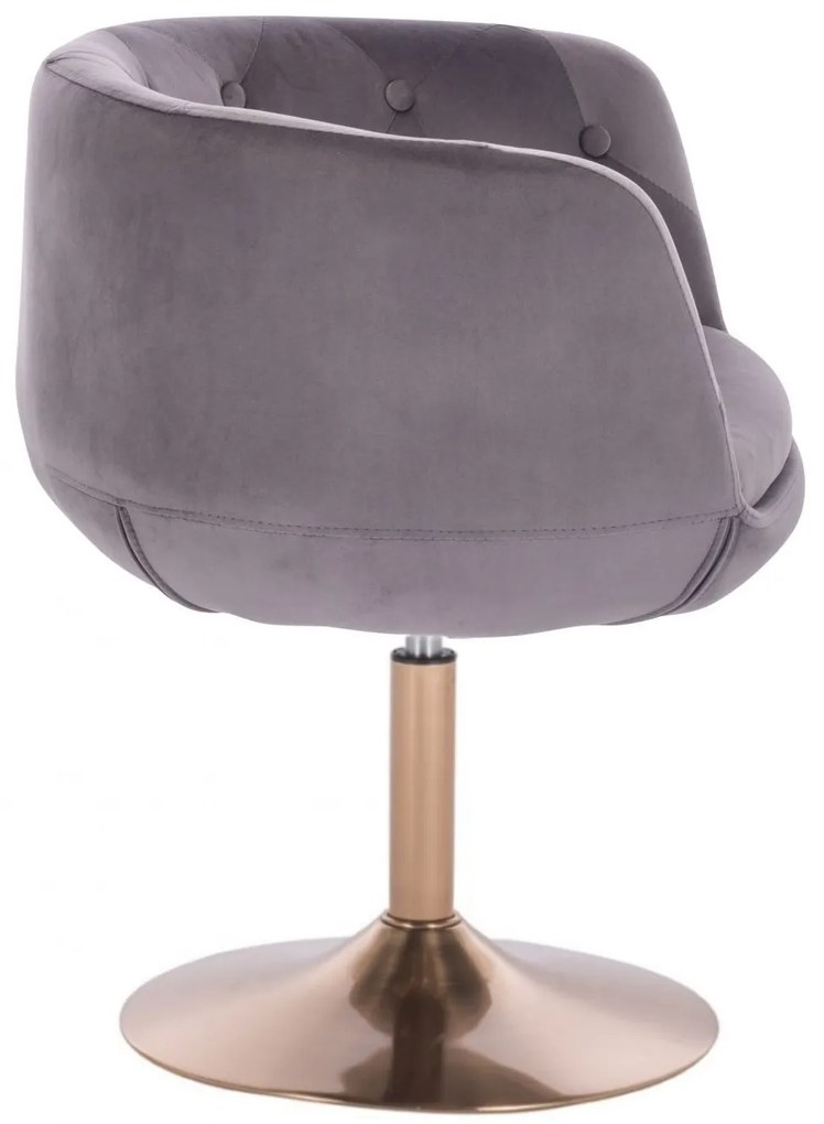 LuxuryForm DESIGN Kreslo MONTANA VELUR na zlatom tanieri - sivé
