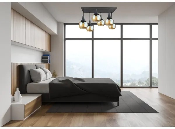 Prisadený luster SOMA 6xE27/60W/230V čierna/dymová béžová