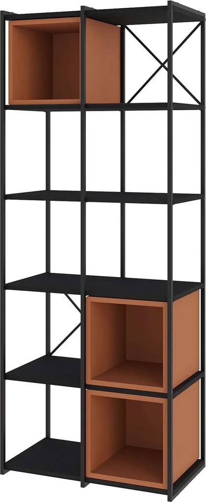 Knižnica Houseland Vale Midi čierna/škoricovo hnedá