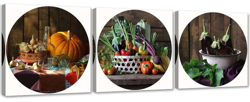 Obraz na plátně třídílný Ovoce a zelenina - 120x40 cm