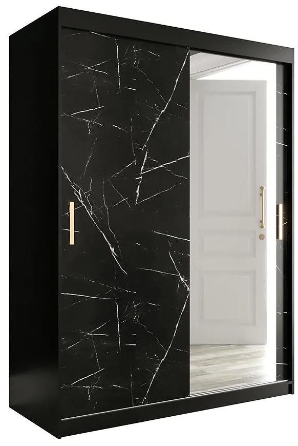Skriňa Marmur T2 150 čierna/mramor čierna