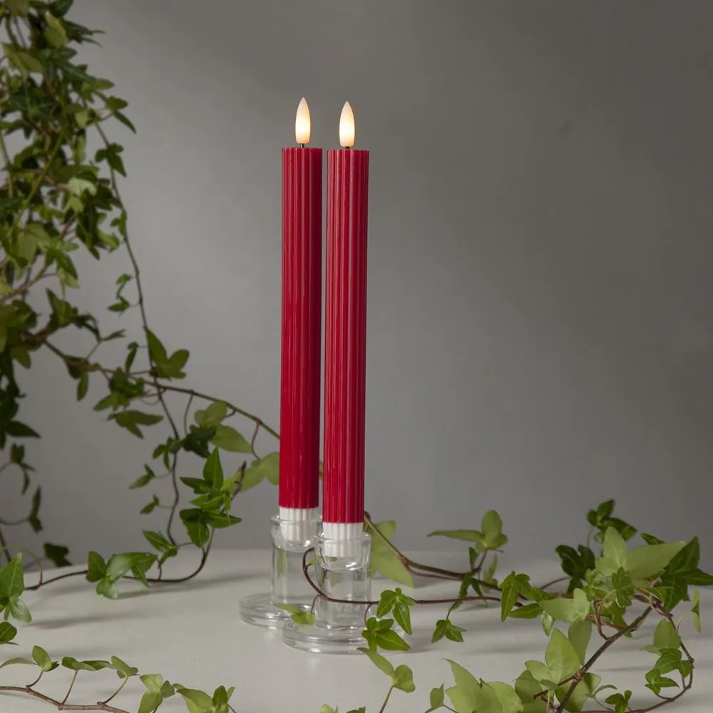 Star trading LED dekoračná sviečka STRIPE SET/2ks V. 25cm červená