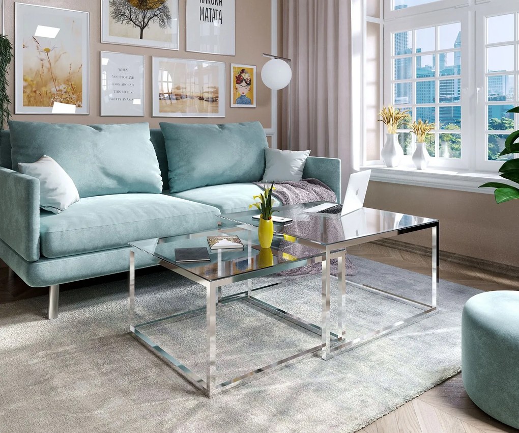 KONFERENČNÝ STOLÍK BELLA CHRÓM + SKLO