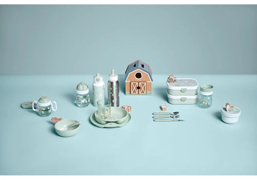 Tritánový detský hrnček v bielej a svetlozelenej farbe 300 ml Little farm – Mepal