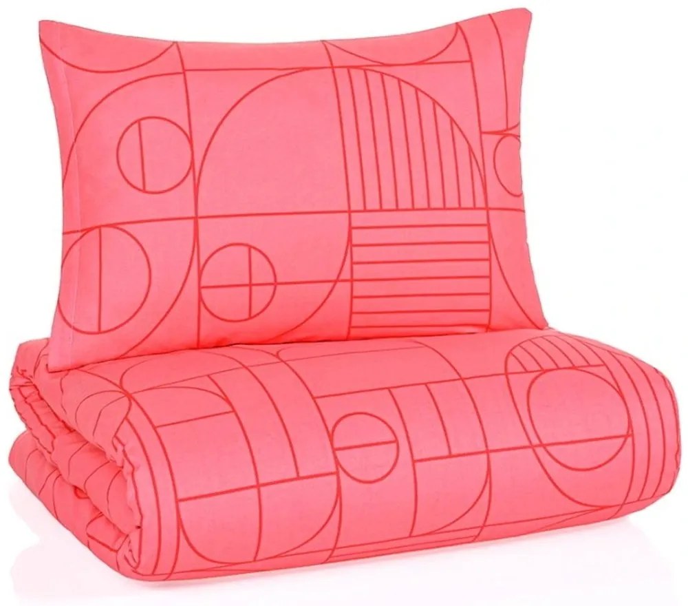 Bavlnené posteľné obliečky Geo Sunset Coral - 100% bavlna Renforcé - 70 x 90 cm + 140 x 200 cm