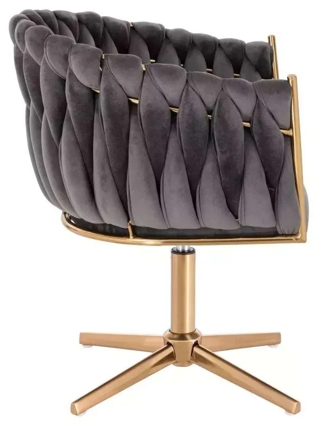 LuxuryForm DESIGN Kreslo NORDEN VELUR na zlatom kríži - tmavo šedé