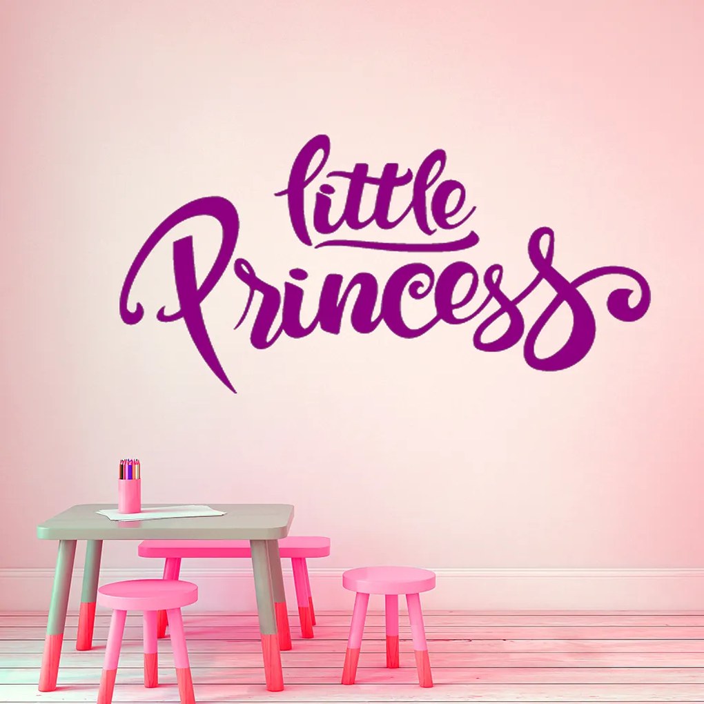 Veselá Stena Samolepka Nápis Little princess Farba: oranžová, Veľkosť: 60 x 32 cm