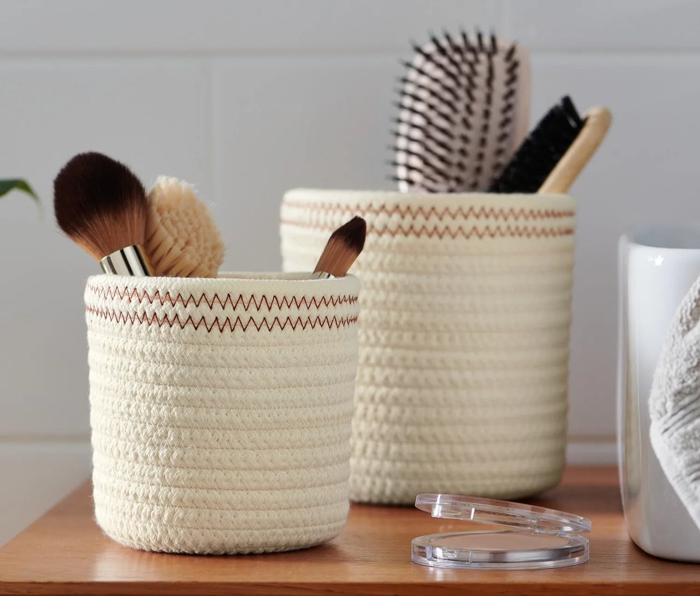 2 úložné košíky, kombinácia krémovobielej a hrdzavej