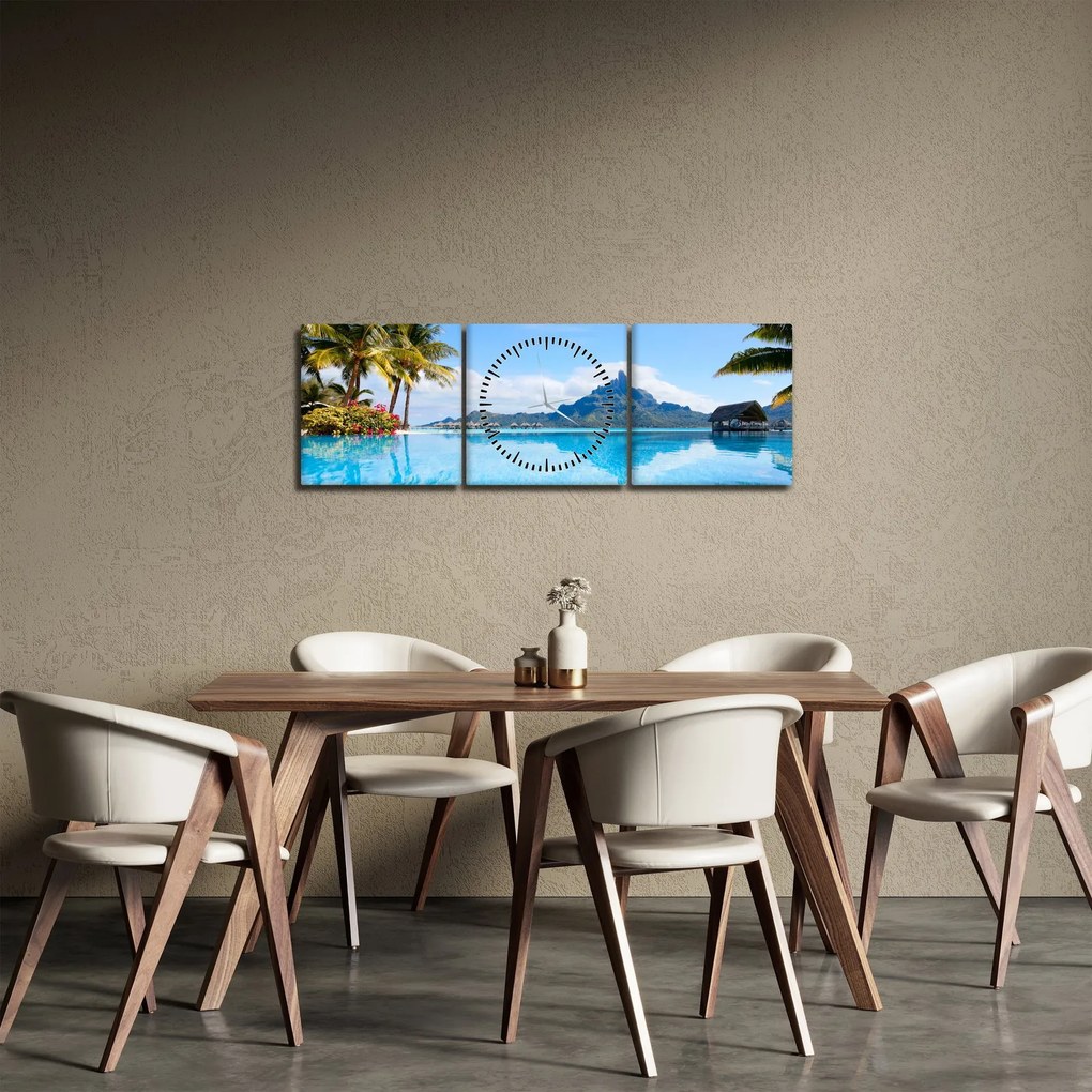 Obraz - Bora-Bora, Francúzska Polynézia (s hodinami) (90x30 cm)