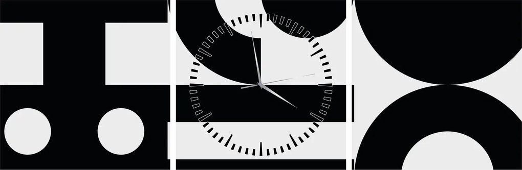 Obraz - Geometrická abstrakcia N⁰3 (s hodinami) (90x30 cm)