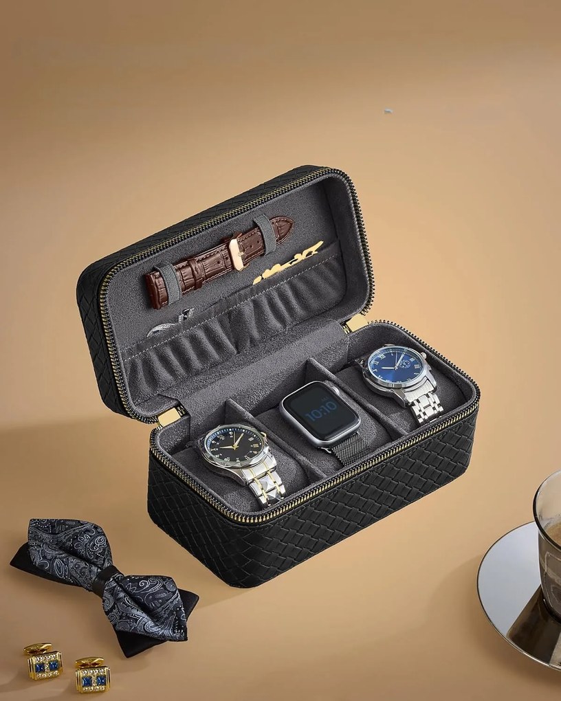 Úložný box na hodinky Lumos čierny/šedý