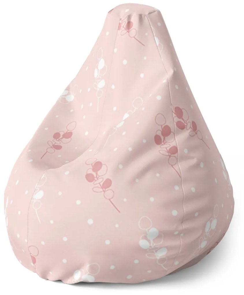 Sablio Sedací vak Pear Biele a ružové kvety - 70 x 95 x 15 cm