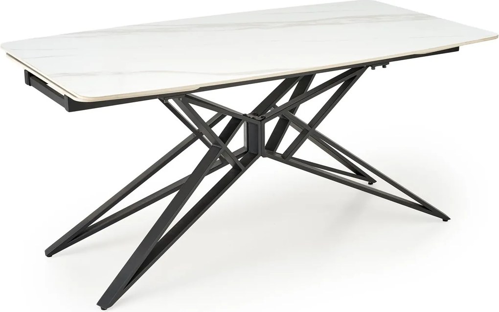 Rozkladací jedálenský stôl Alfredo 160/240 cm biely mramor/čierny