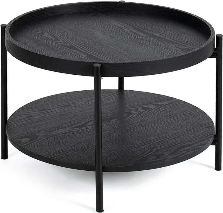 Čierny okrúhly konferenčný stolík v dekore duba ø 64 cm Hagen – Bonami Essentials