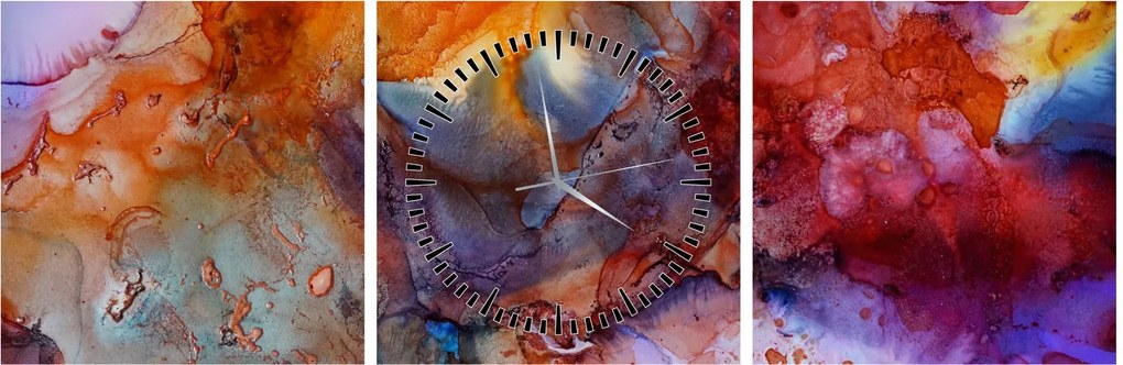 Obraz - Abstraktné atramentové umenie (s hodinami) (90x30 cm)
