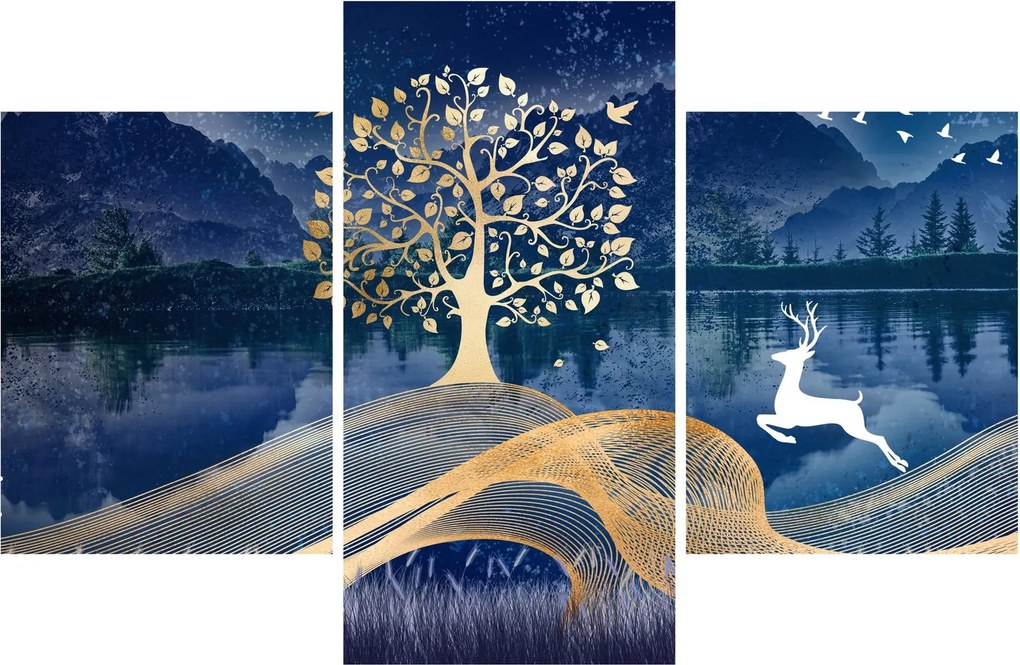Obraz jeleňov pri splne (90x60 cm)