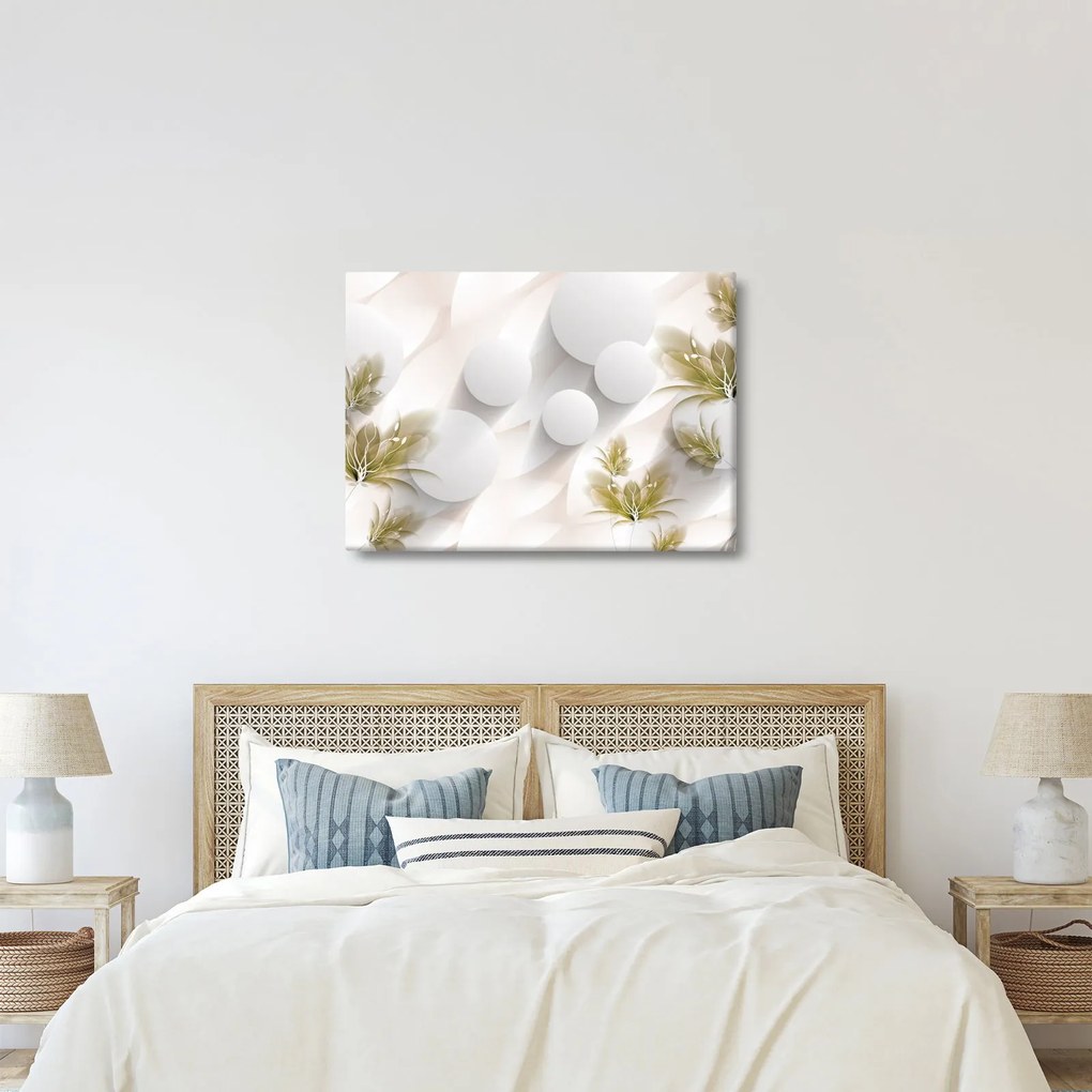 Obraz - 3D kruhy s kvetinami (70x50 cm)
