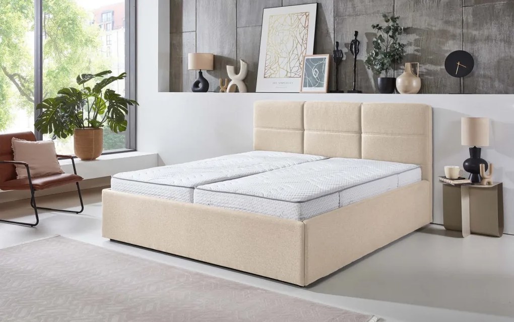 Posteľ Domango 140x200 cm, béžová látka