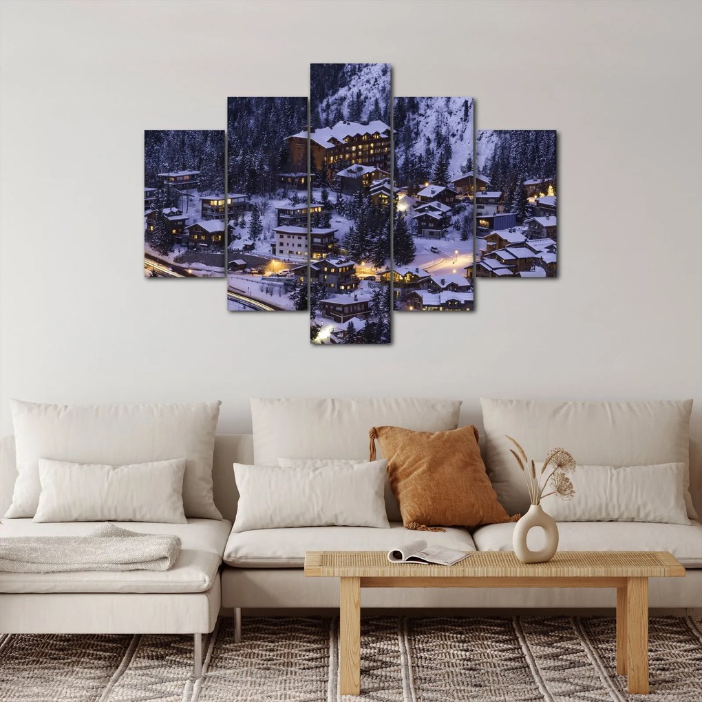 Obraz - horské zimné mestečko (150x105 cm)