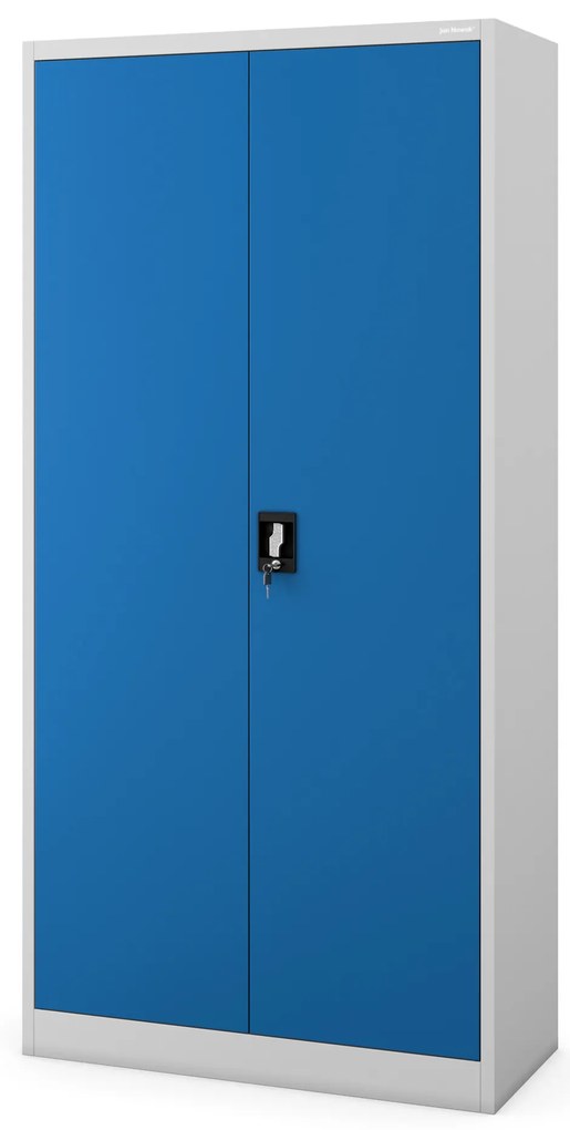 Uzamykateľná upratovacia kovová skriňa DAWID – 900 x 1850 x 450 mm, sivomodrá