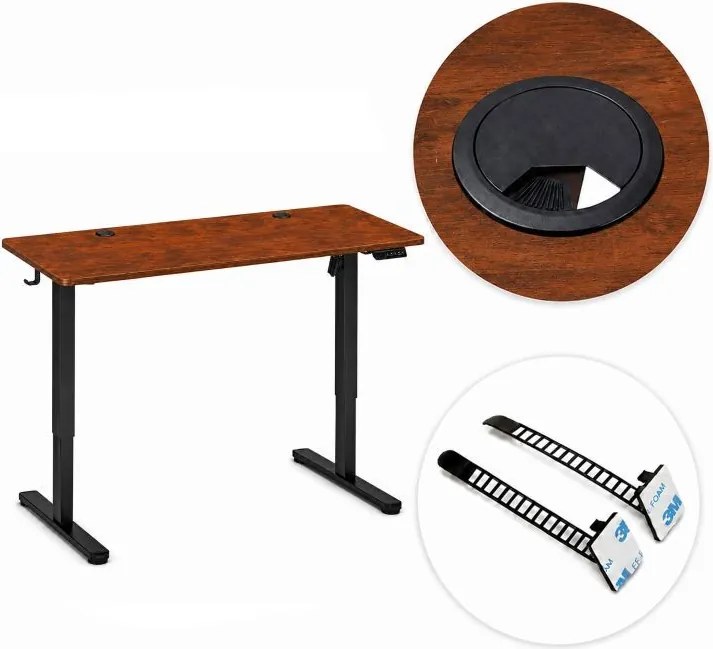 Elektrický písací stôl 120x60 cm, výškovo nastaviteľná 72-118 cm doska, dub