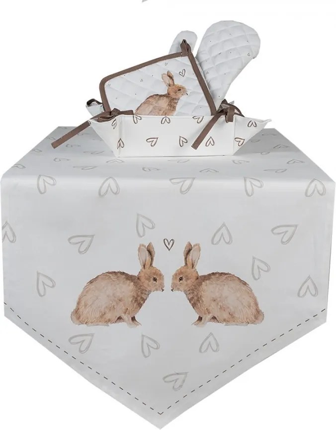 Bavlnený behúň na stôl s motívom zajačikov Bunnies in Love - 50*160cm