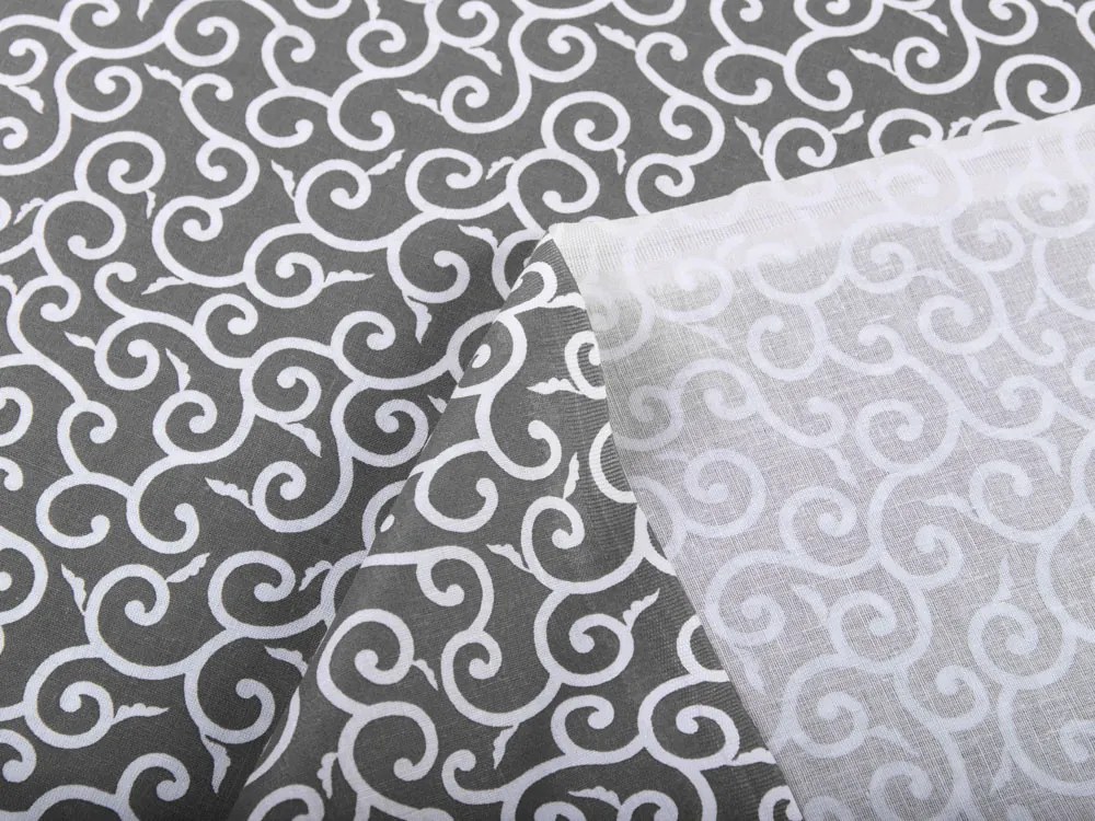 Biante Detský bavlnený záves Sandra SA-258 Ornamenty na tmavo sivom 130x210 cm