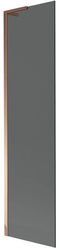 Mexen Next L, 1-krídlová vaňová zástena 50 x 150 cm, 6mm šedé sklo, ružové zlato profil, 895-050-000-03-40-60
