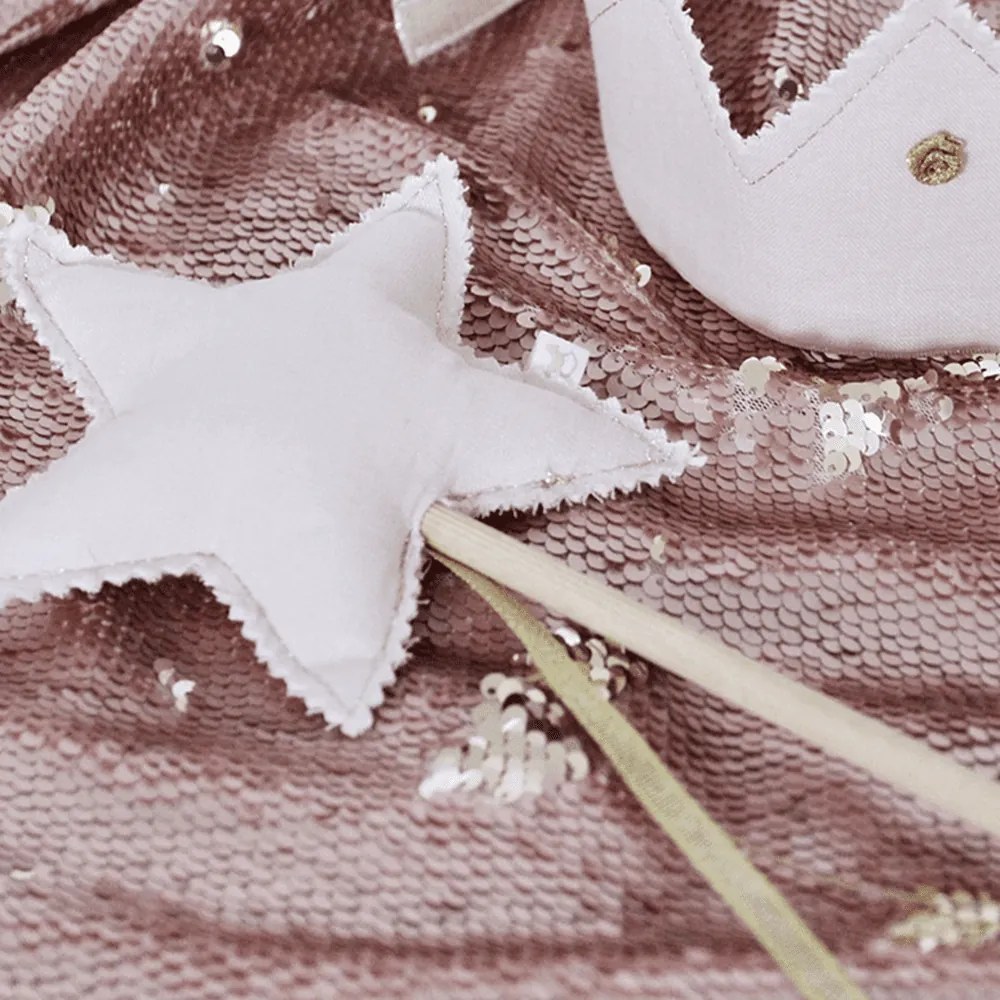 Ľanový kúzelný prútik púdrovo ružový so zlatom