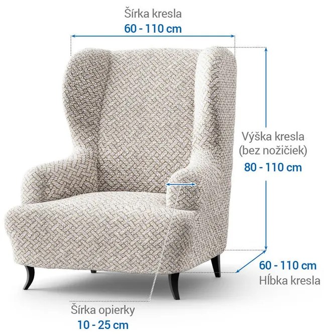 Bielastické poťahy VENEZIA béžová kreslo ušiak (š. 60 - 110 cm)