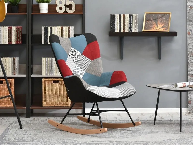Kreslo Sibyla (patchwork + buk biely). Akcia -24%. Vlastná spoľahlivá doprava až k Vám domov. 1110388