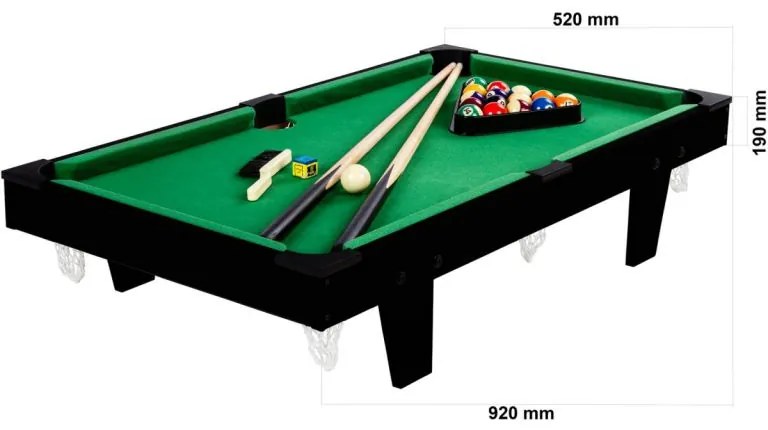 GamesPlanet® 40542 Mini pool biliard s príslušenstvom 92 x 52 x 19 cm, hnedá