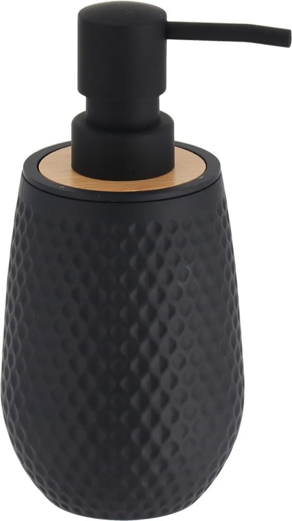 Dávkovač mydla Tova, čierna/s drevenými prvkami, 280 ml