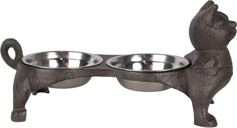 Misky pre mačku v liatinovom stojane mačky - 39*15*19 cm / 2*225 ml