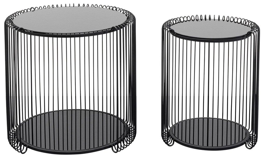 Wire set 2 príručných stolíkov čierne