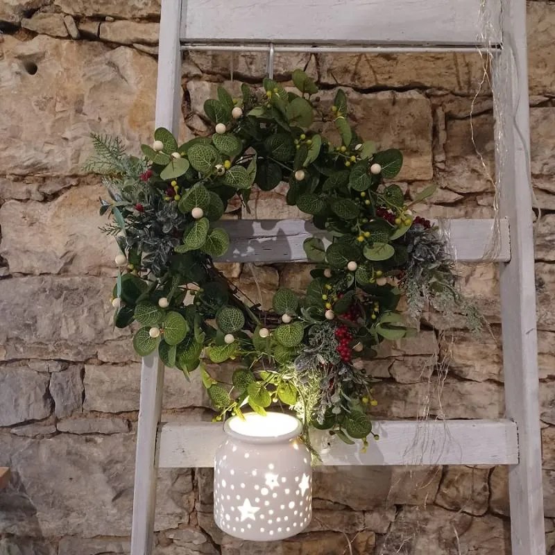 DECOLED Vánoční svícen, 14 x 14 x 11,5 cm, bílý