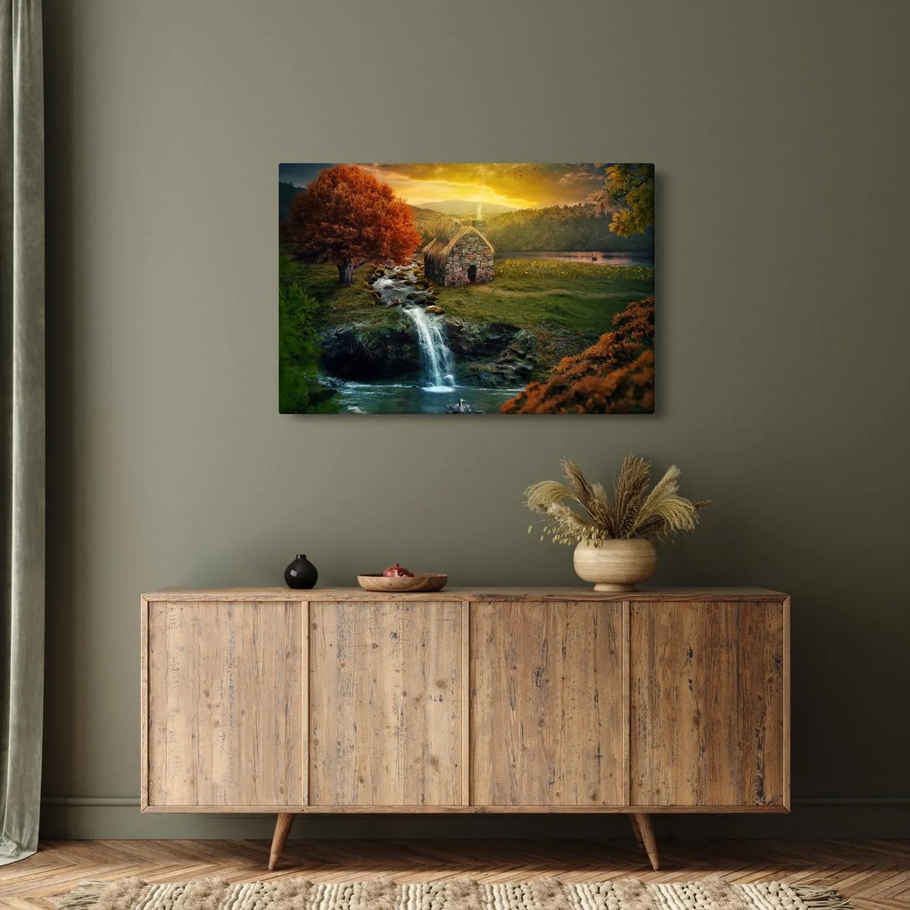 Obraz Chalupku v rozprávkovej krajine (90x60 cm)