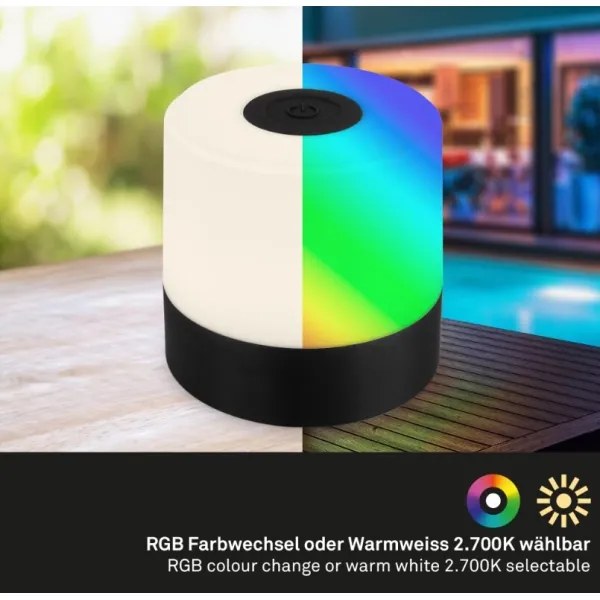 Briloner 7462015 - LED RGB nabíjacia stolná lampa LED/1,5W/5V IP44 čierna